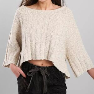 free people ♡ good day cropped sweater wool blend neutral